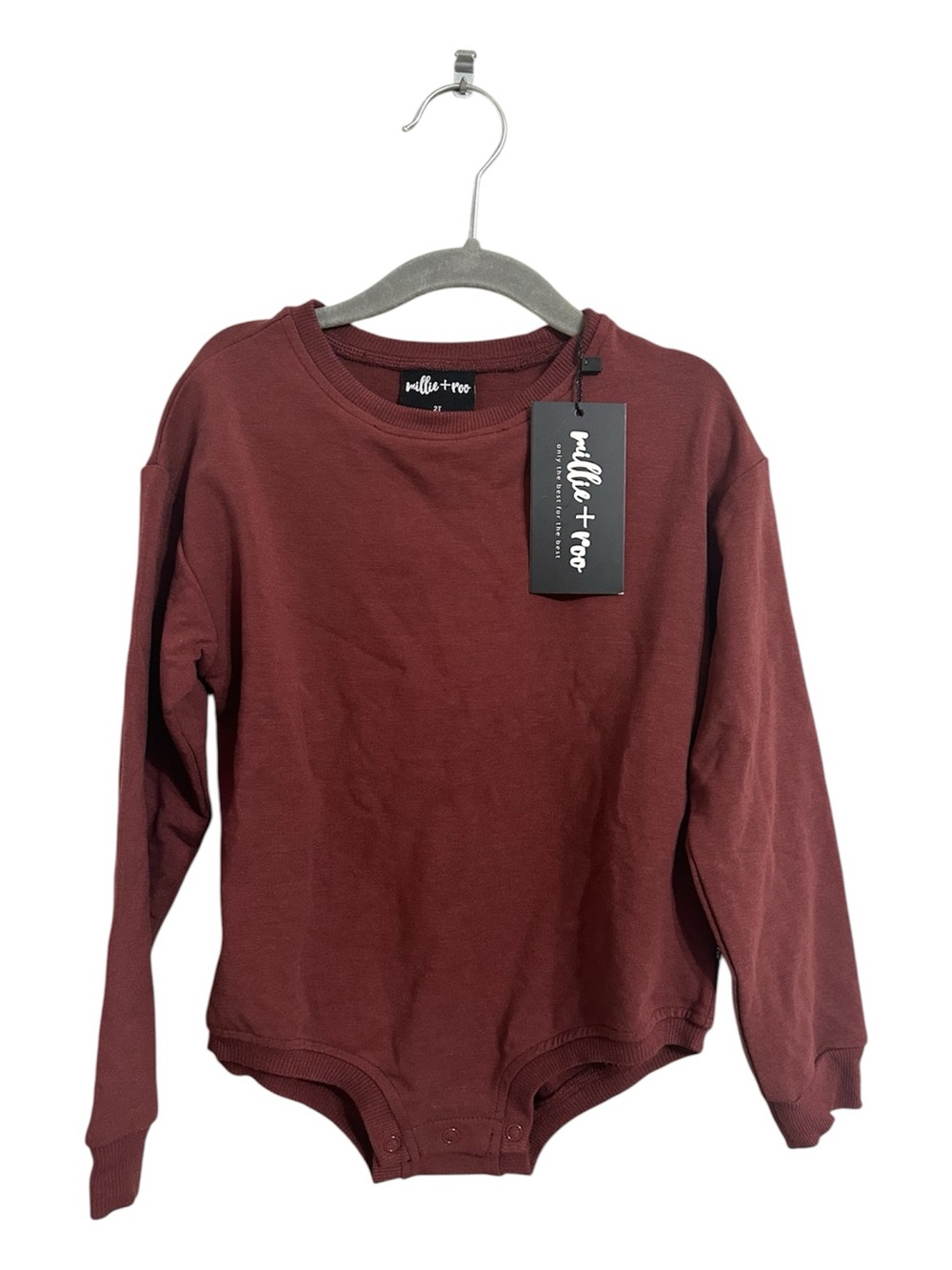NWT Millie & Roo Bamboo Burgundy Baby Body Suit Onesie Size 2T